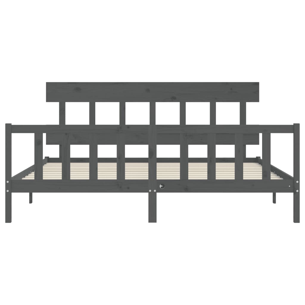 vidaXL Bed Frame without Mattress Grey 200x200 cm Solid Wood Pine