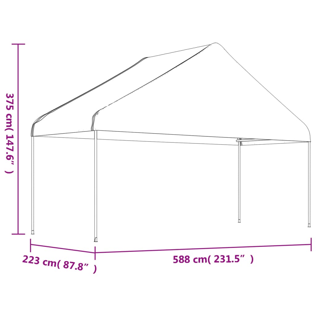 vidaXL Gazebo with Roof White 6.69x5.88x3.75 m Polyethylene