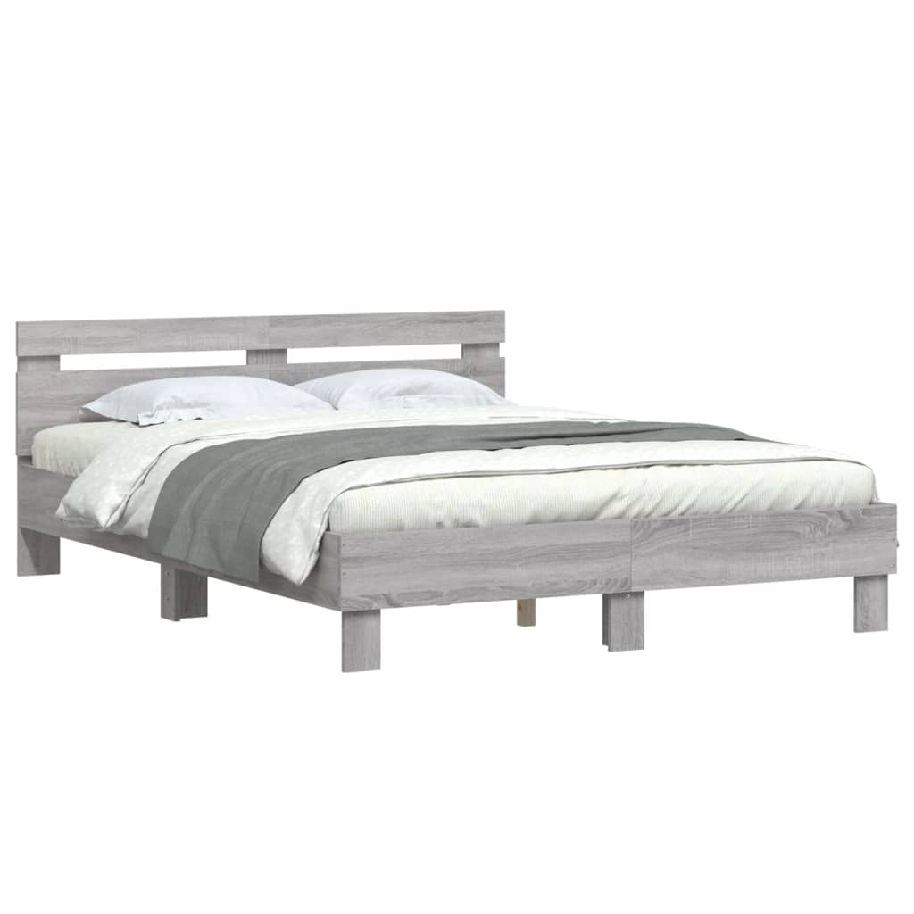 vidaXL Bed Frame without Mattress Grey Sonoma 140x200 cm