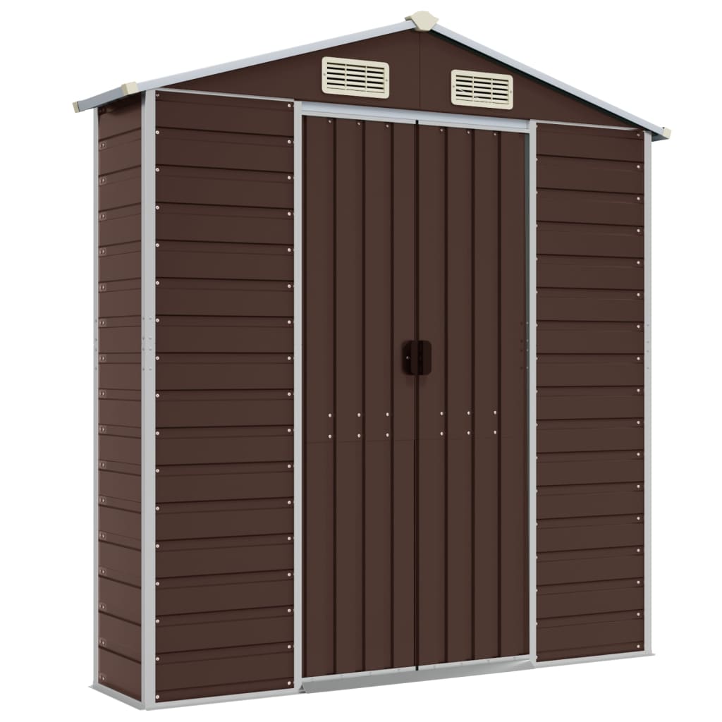 vidaXL Garden Shed Brown 191x385x198 cm Galvanised Steel