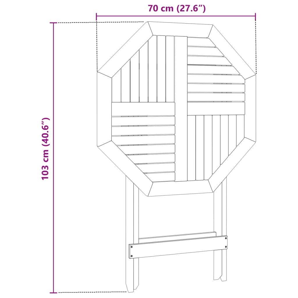 vidaXL Folding Garden Table Ø70x75 cm Solid Wood Acacia