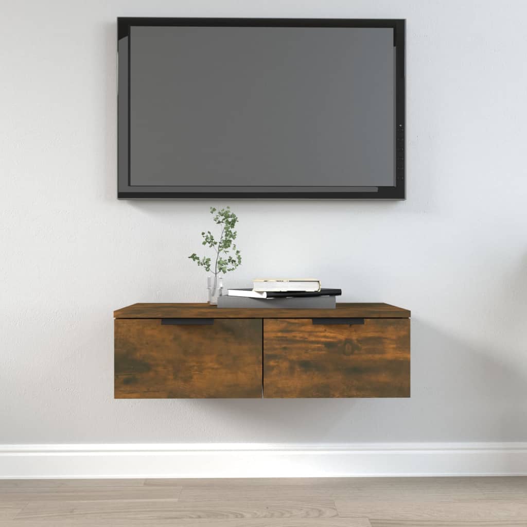 vidaXL Wall Cabinet Smoked Oak 68x30x20 cm Engineered Wood