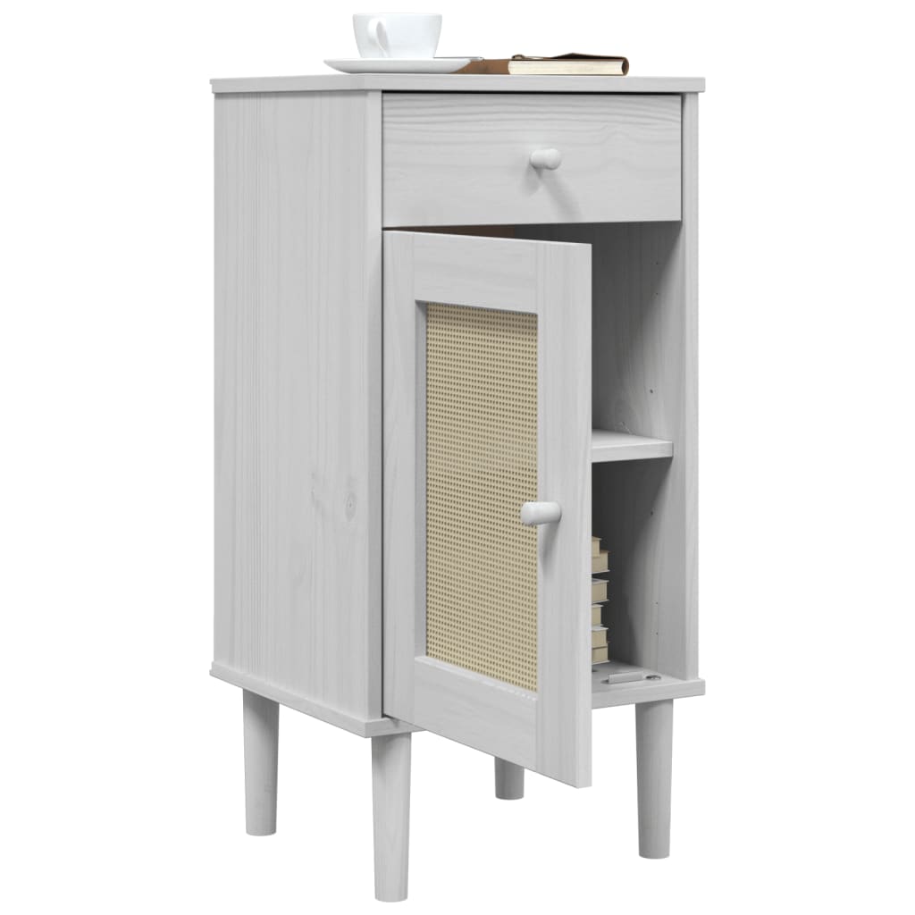 vidaXL Bedside Cabinet SENJA Rattan Look White 40x35x80 cm Solid Wood Pine