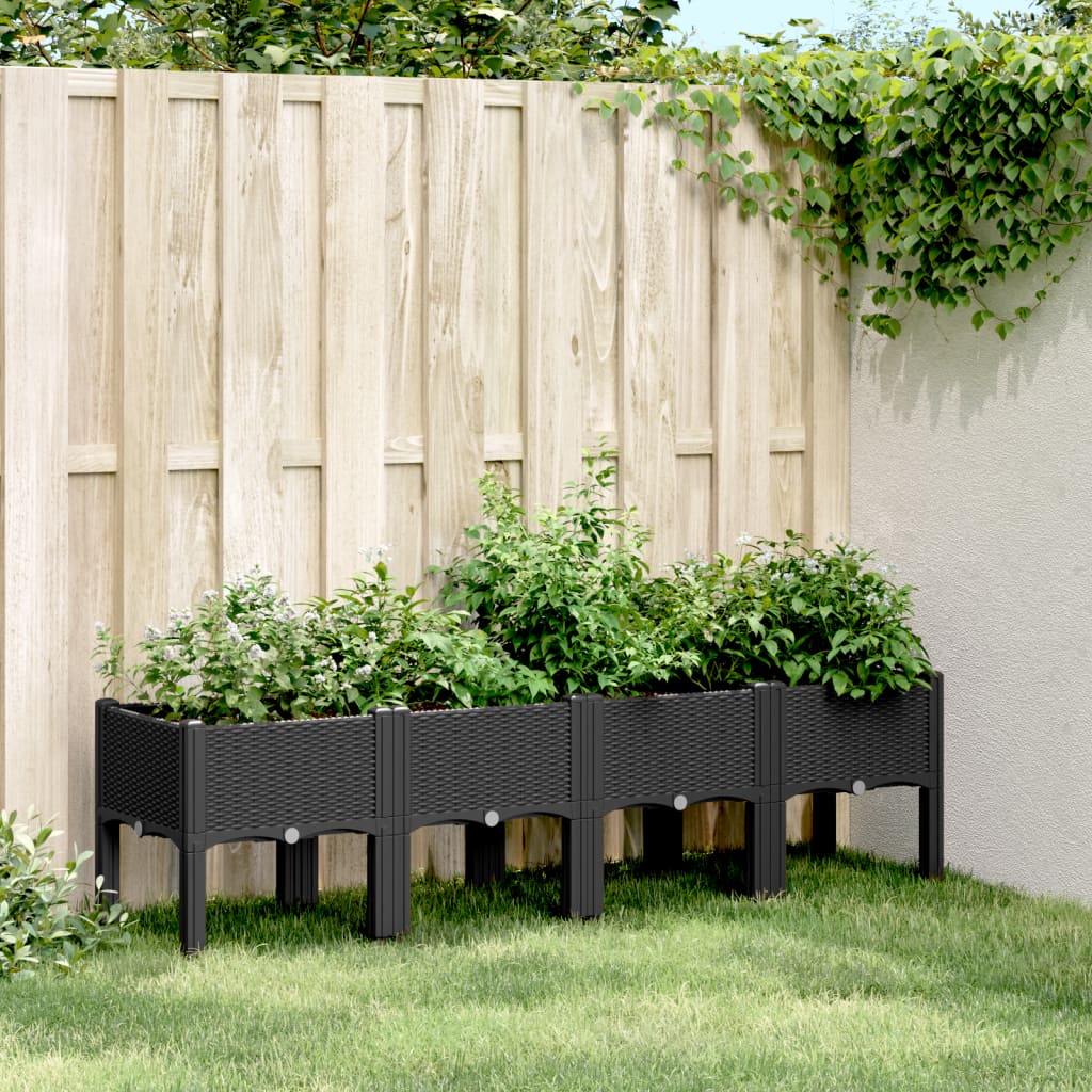 vidaXL Garden Planter with Legs Black 160x40x42 cm PP