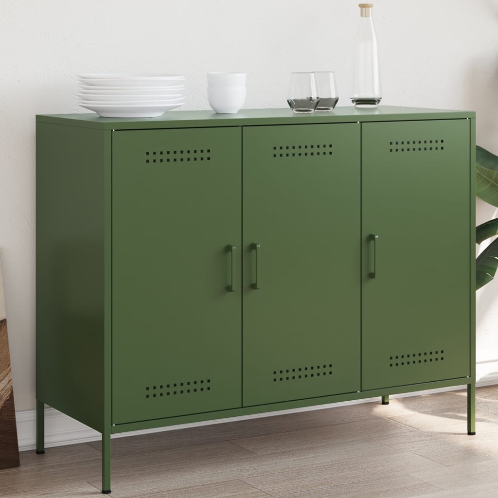 vidaXL Sideboard Olive Green 100.5x39x79 cm Steel