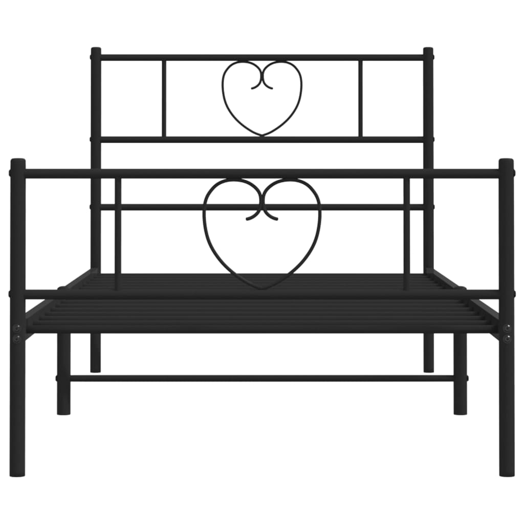 vidaXL Metal Bed Frame without Mattress with Footboard Black 90x190 cm Single