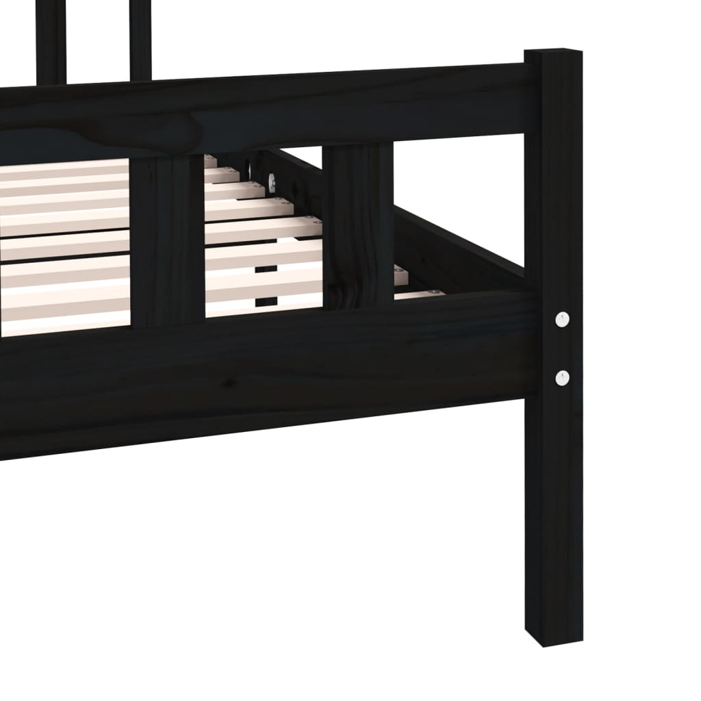 vidaXL Bed Frame without Mattress Black Solid Wood 140x190 cm