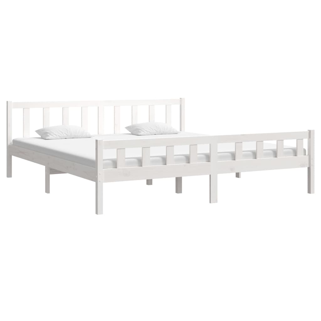 vidaXL Bed Frame without Mattress White Solid Wood 160x200 cm