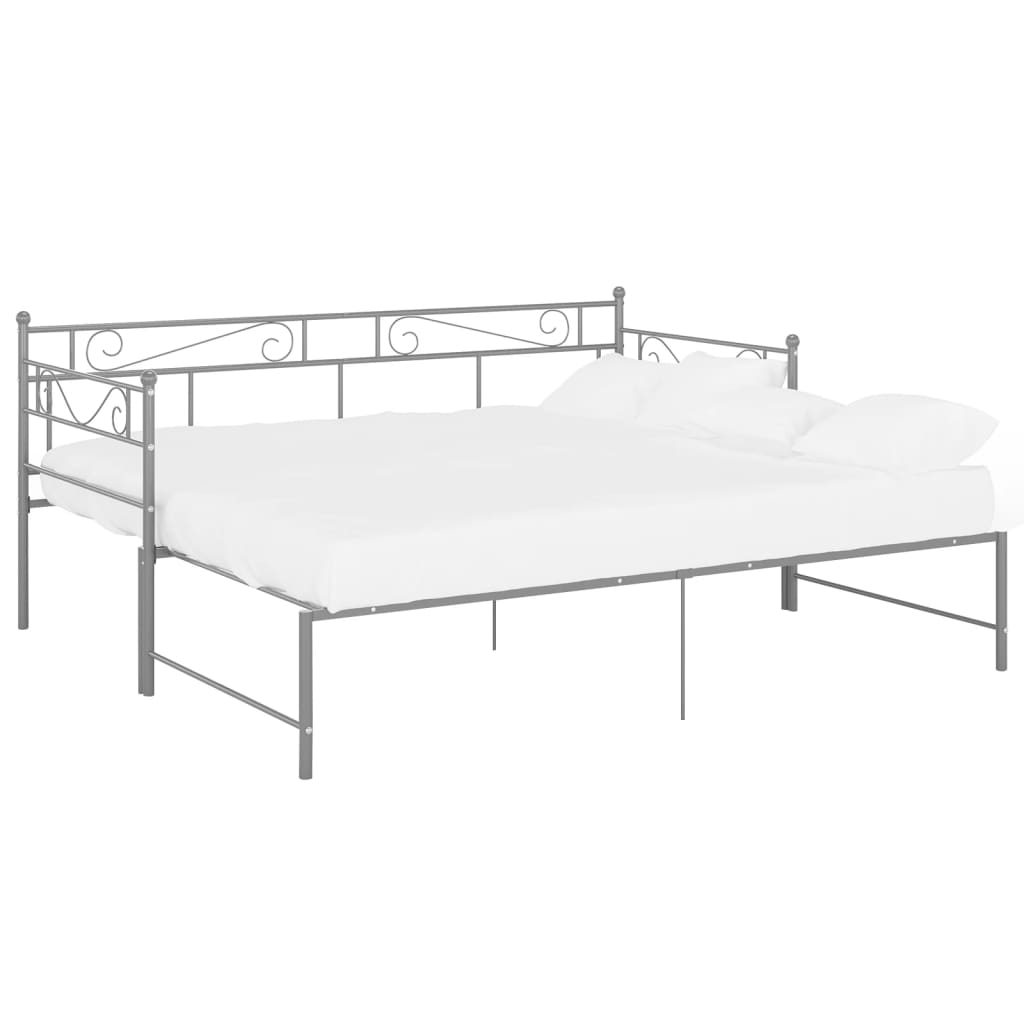 vidaXL Pull-out Sofa Bed Frame without Mattress Grey Metal 90x200 cm