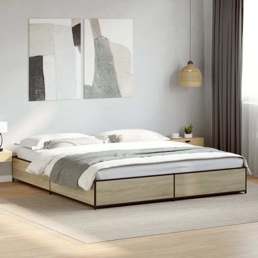 vidaXL Bed Frame without Mattress Sonoma Oak 180x200 cm Super King