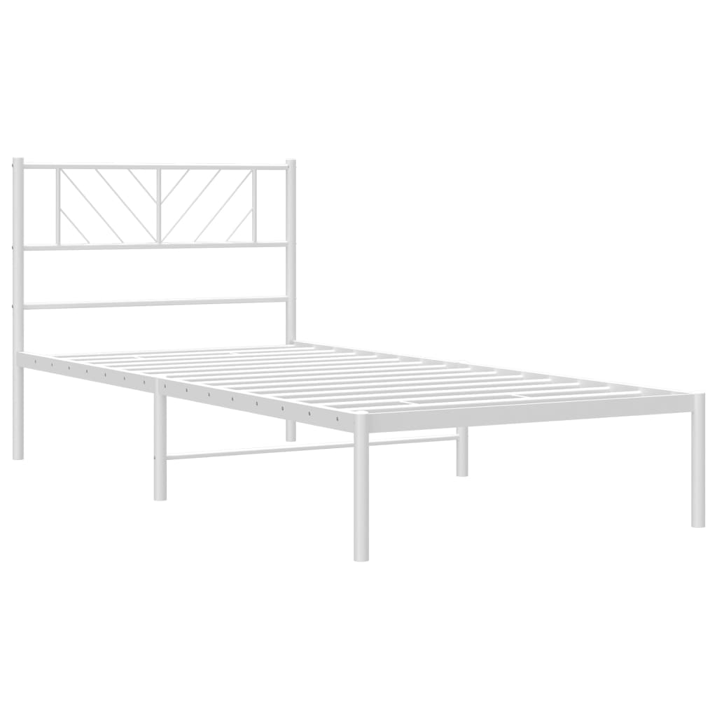 vidaXL Metal Bed Frame without Mattress with Headboard White 90x200 cm