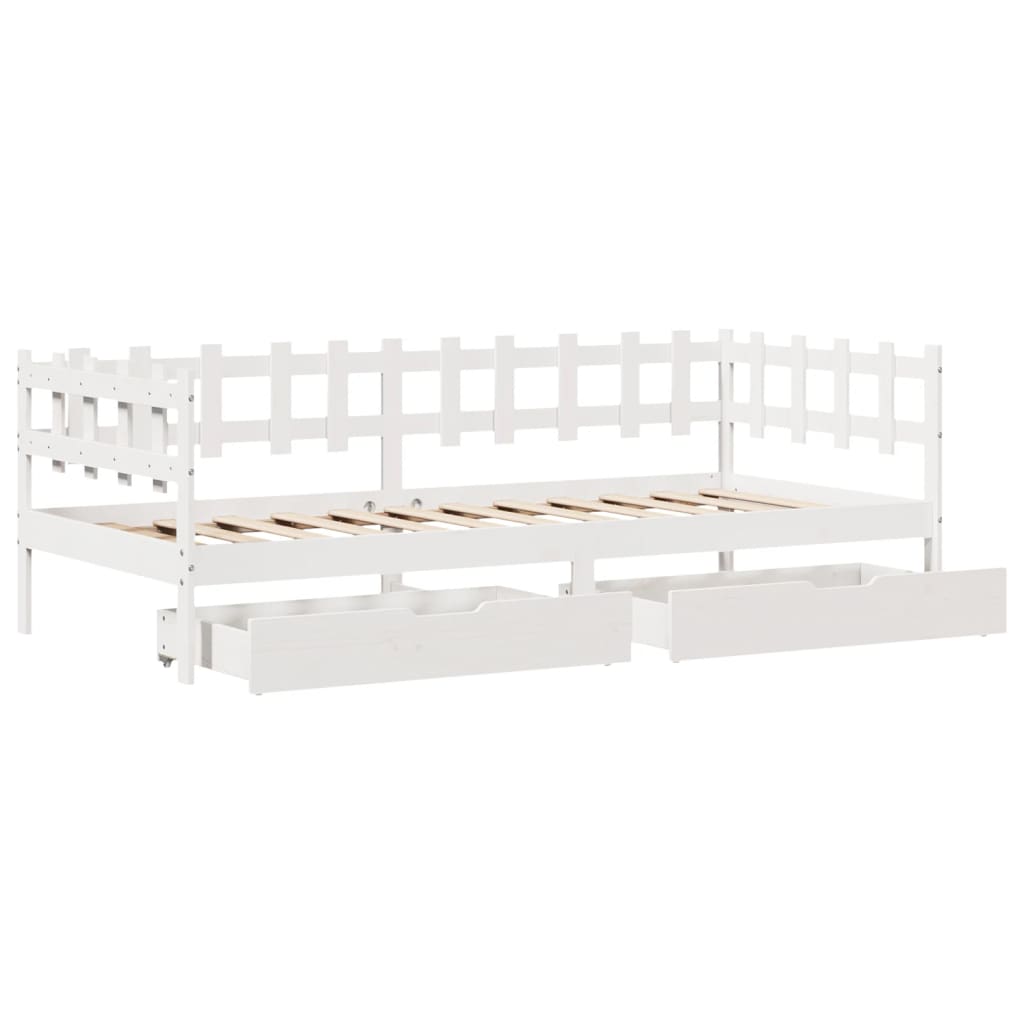 vidaXL Daybed with Drawers without Mattress White 90x200 cm Solid Wood