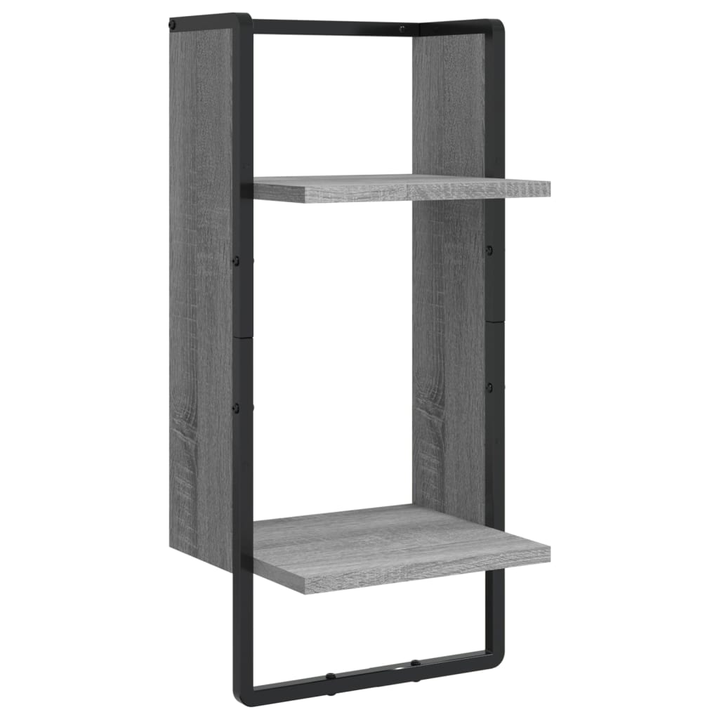 vidaXL 6 Piece Wall Shelf Set with Bars Grey Sonoma Engineered Wood