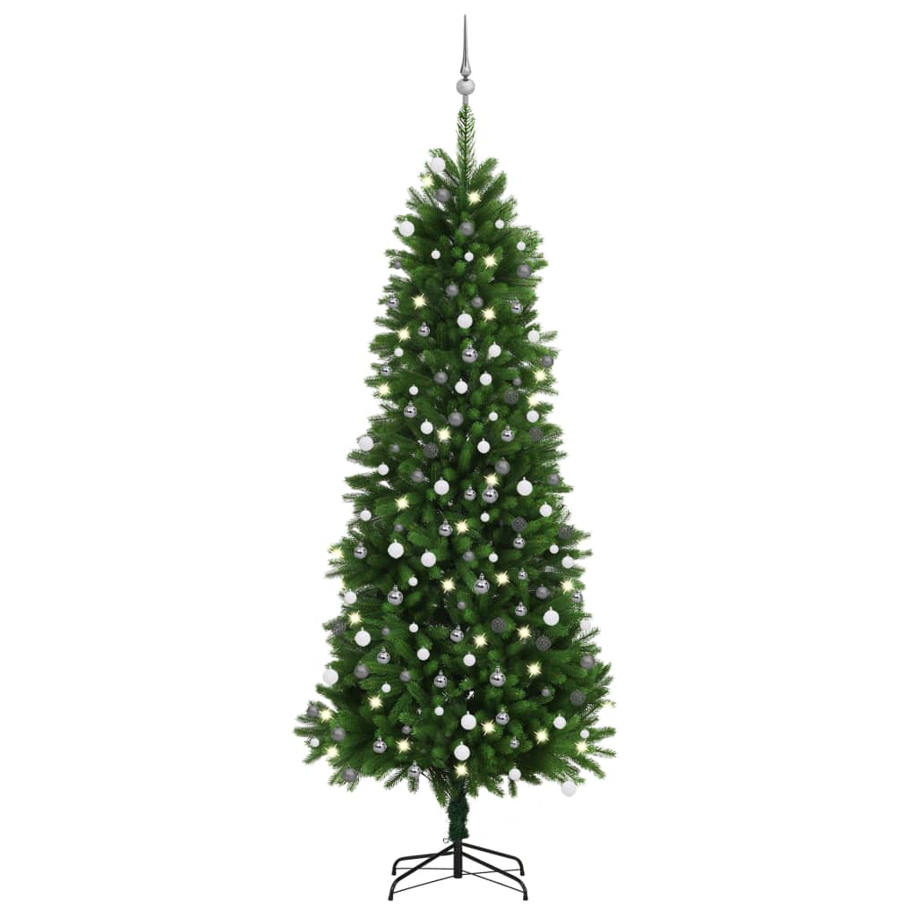 vidaXL Artificial Pre-lit Christmas Tree with Ball Set 240 cm Green