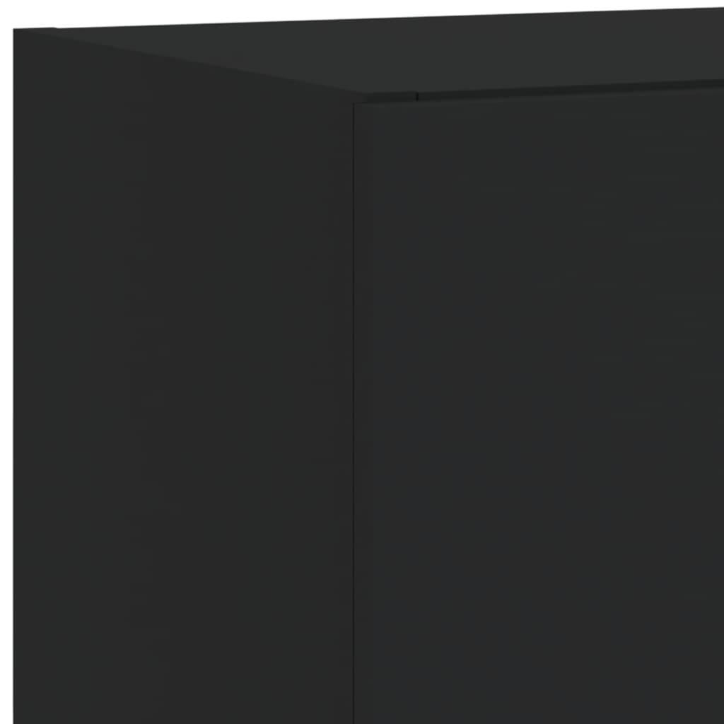 vidaXL TV Wall Cabinet with LED Lights Black 40.5x35x80 cm