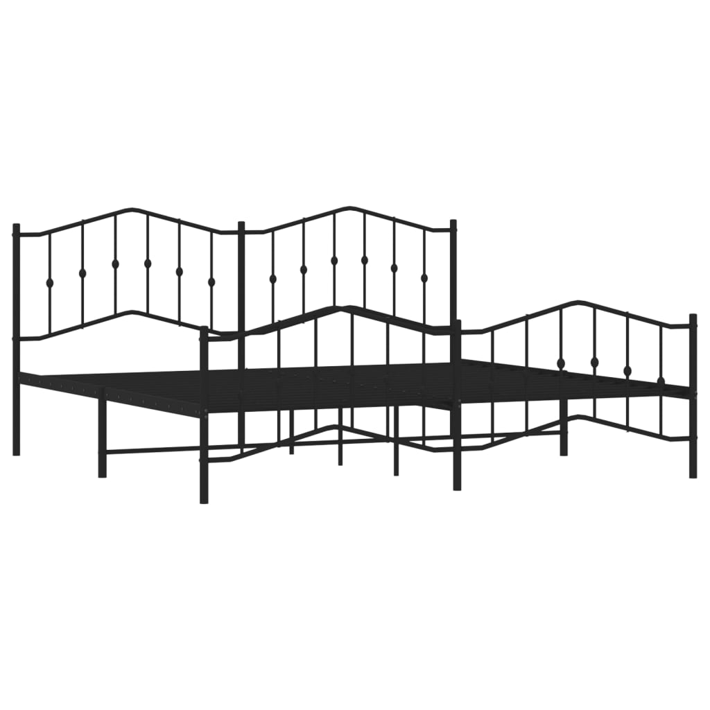 vidaXL Metal Bed Frame without Mattress with Footboard Black 193x203 cm