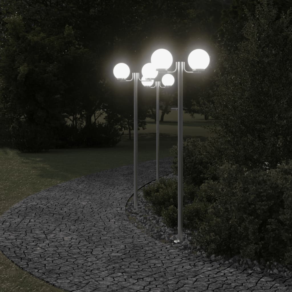 vidaXL Outdoor Floor Lamps 3pcs Silver 215 cm Stainless Steel