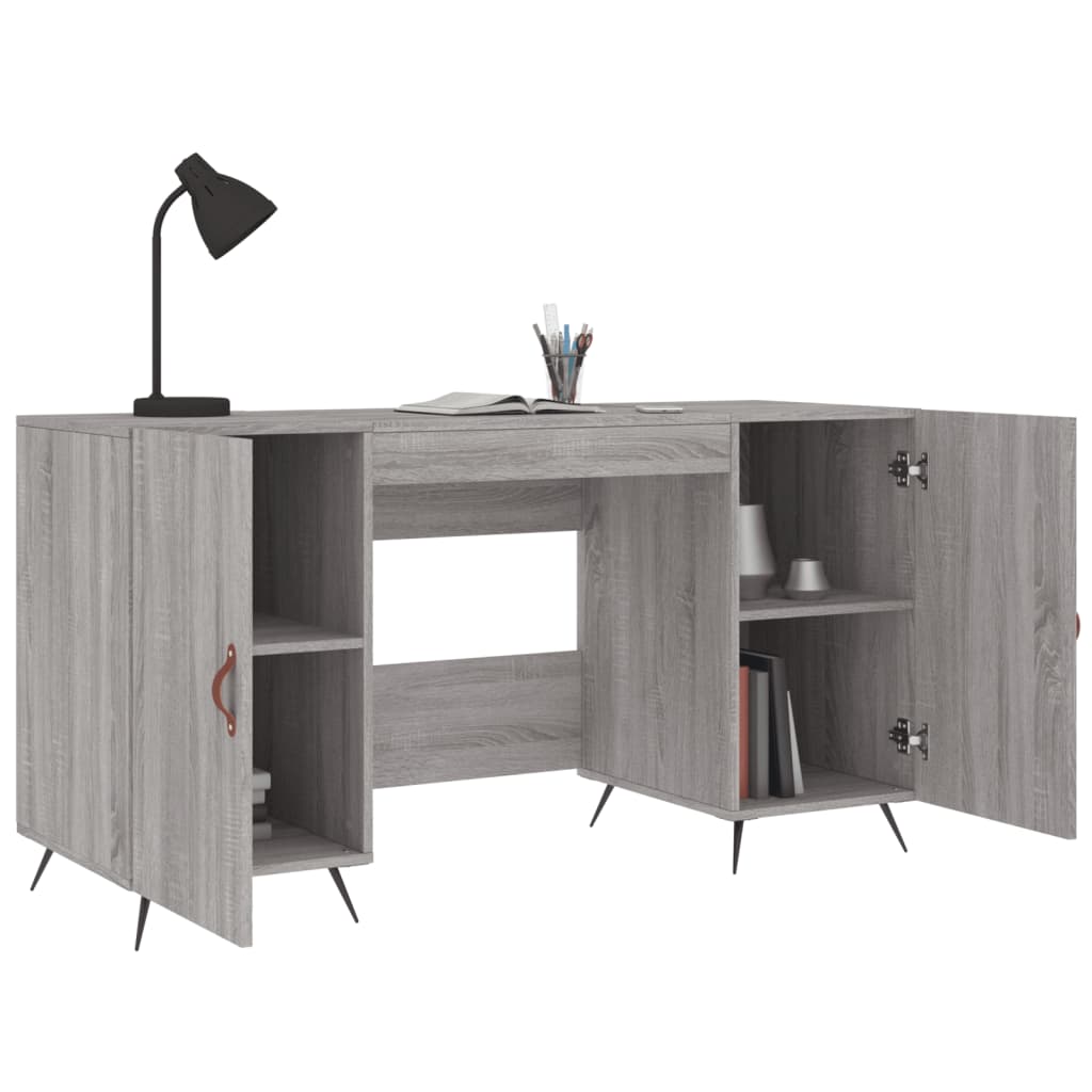 vidaXL Desk Grey Sonoma 140x50x75 cm Engineered Wood