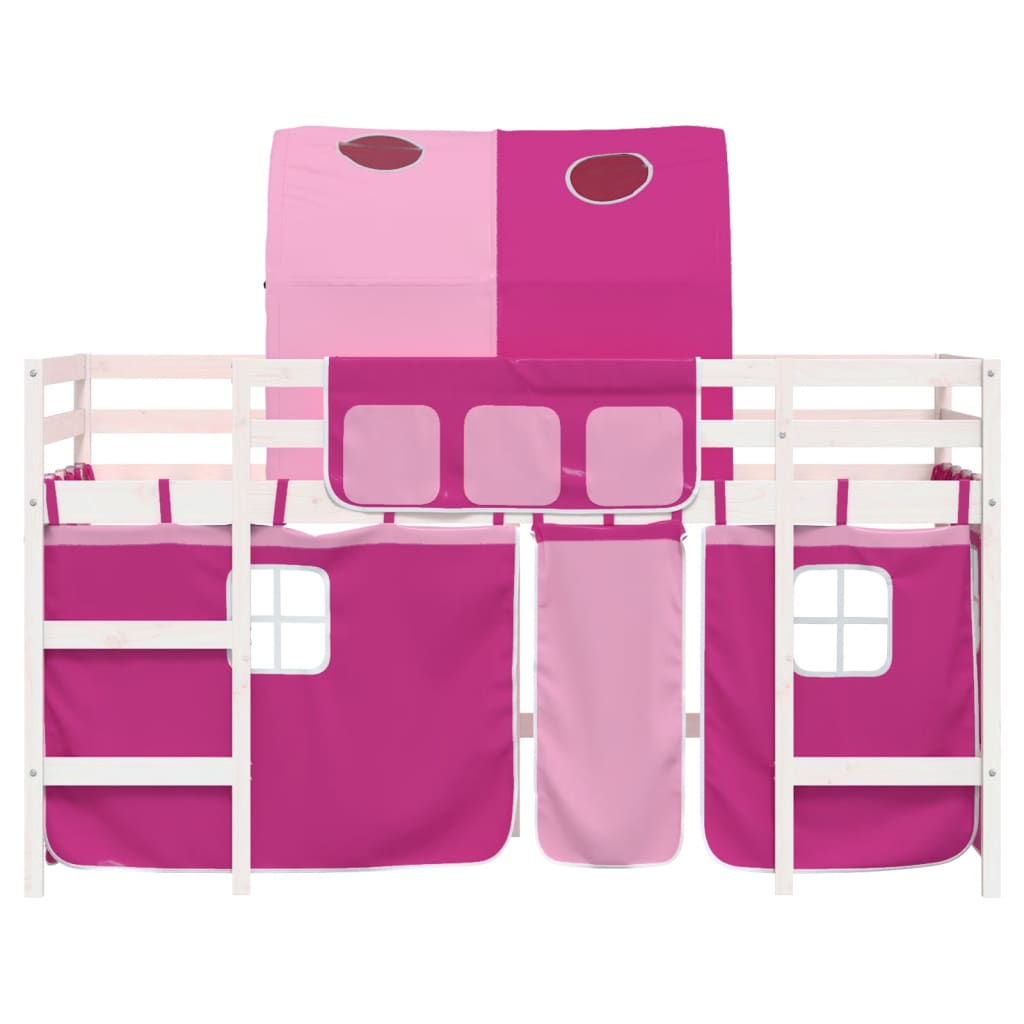 vidaXL Kids' Loft Bed with Tunnel without Mattress Pink 80x200 cm