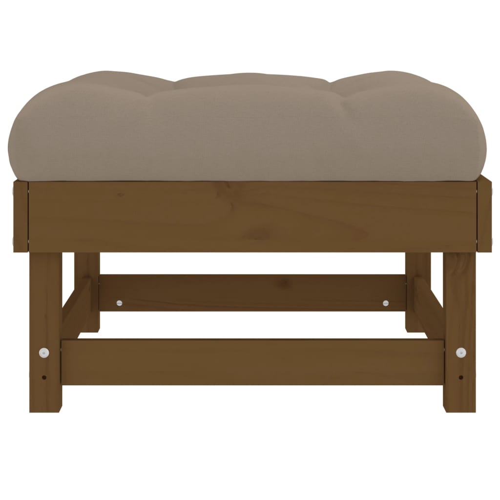 vidaXL Garden Footstools with Cushions 2pcs Honey Brown Solid Wood Pine