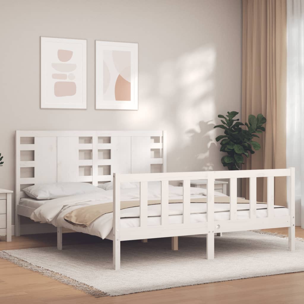 vidaXL Bed Frame without Mattress White 160x200 cm Solid Wood Pine