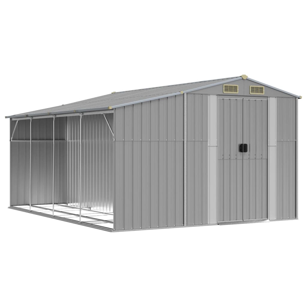 vidaXL Garden Shed Grey 277x365.5x179 cm Galvanised Steel