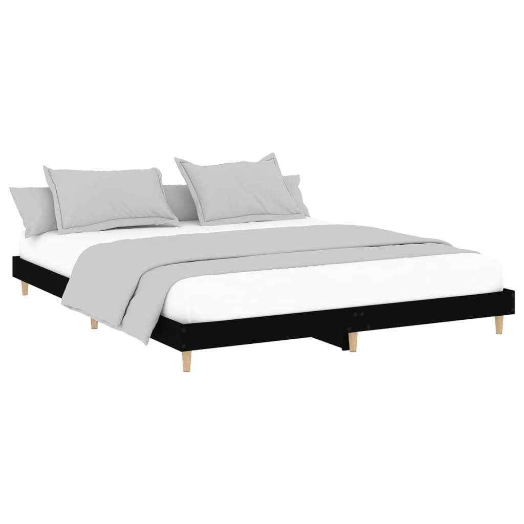 vidaXL Bed Frame without Mattress Black 200x200 cm Engineered Wood