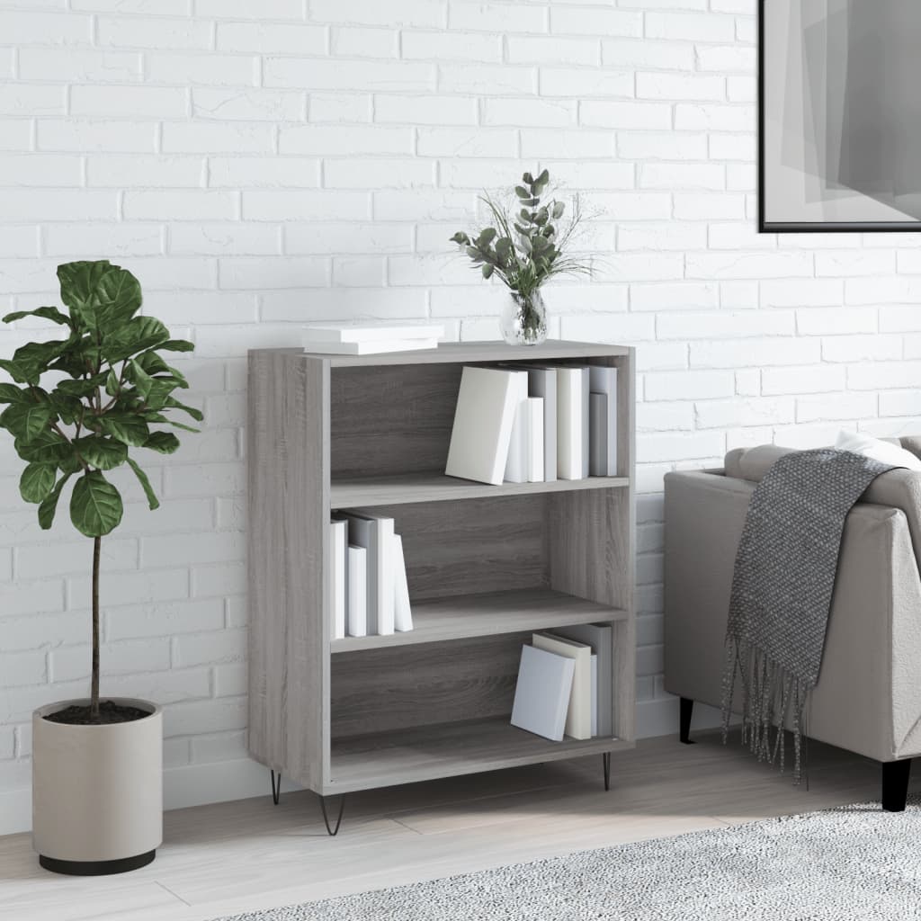 vidaXL Bookcase Grey Sonoma 69.5x32.5x90 cm Engineered Wood