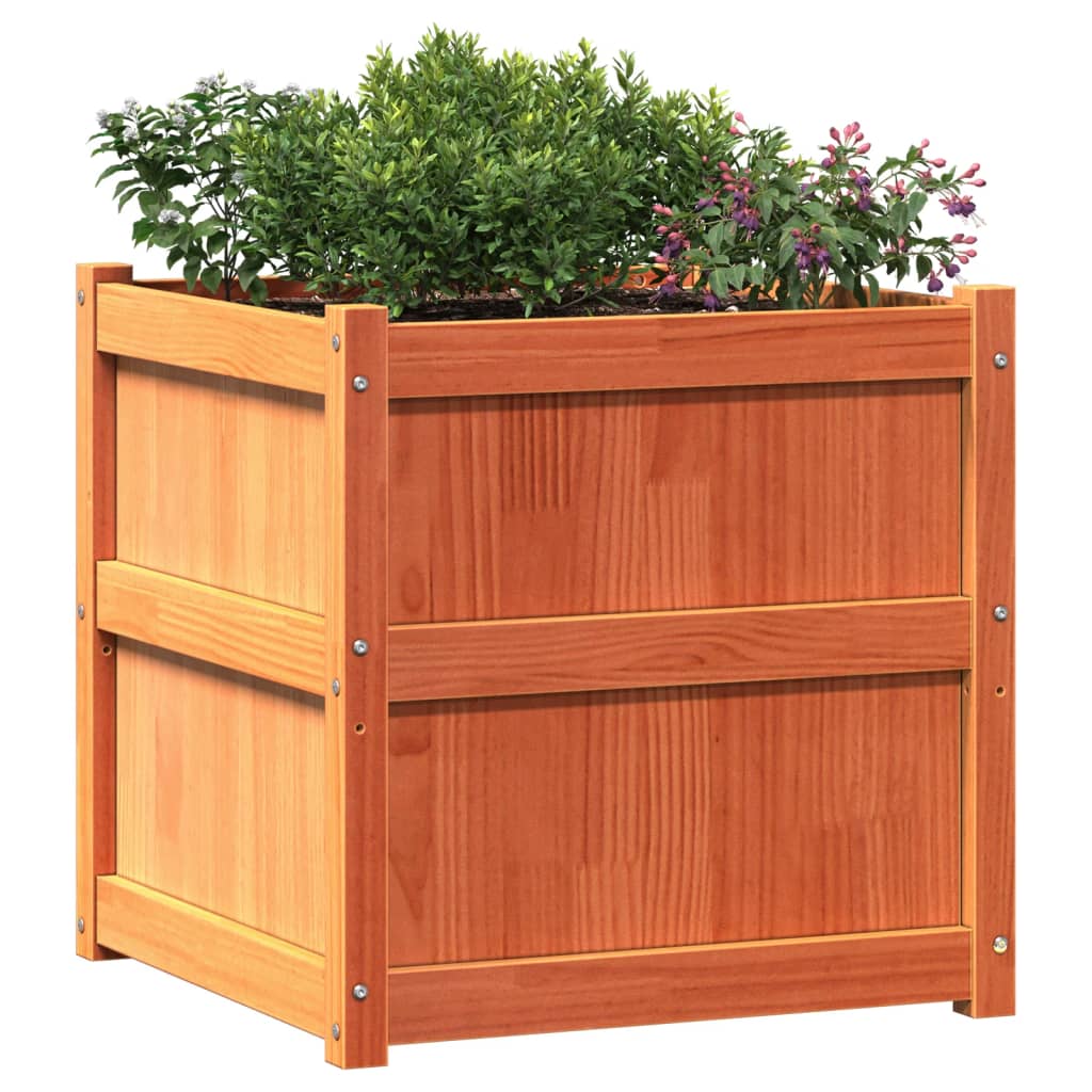 vidaXL Garden Planters 2 pcs Wax Brown Solid Wood Pine