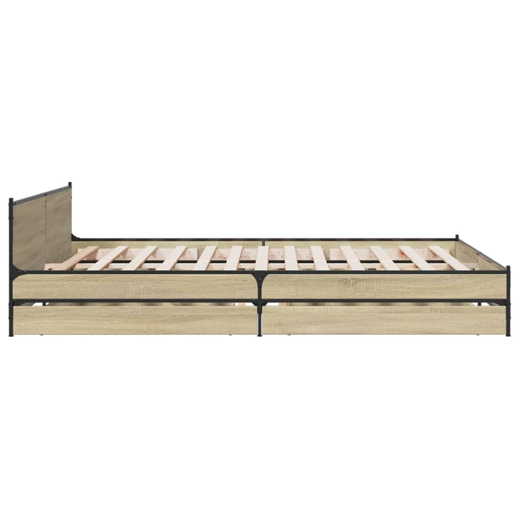 vidaXL Bed Frame with Drawers without Mattress Sonoma Oak 200x200 cm