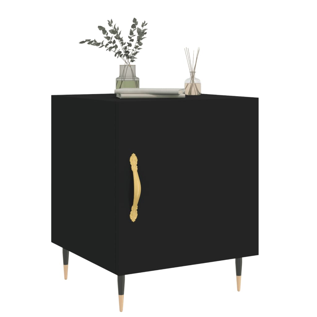 vidaXL Bedside Cabinet Black 40x40x50 cm Engineered Wood