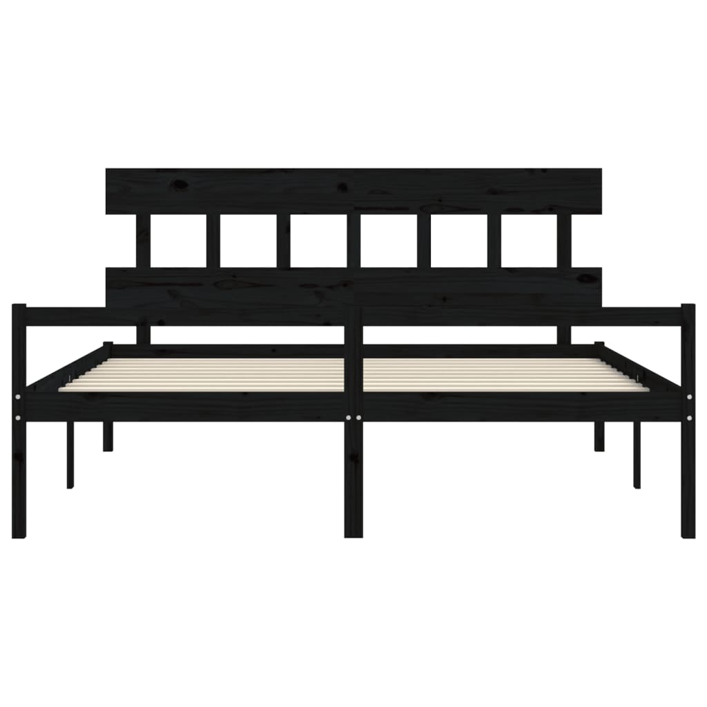 vidaXL Senior Bed without Mattress Black 200x200 cm Solid Wood