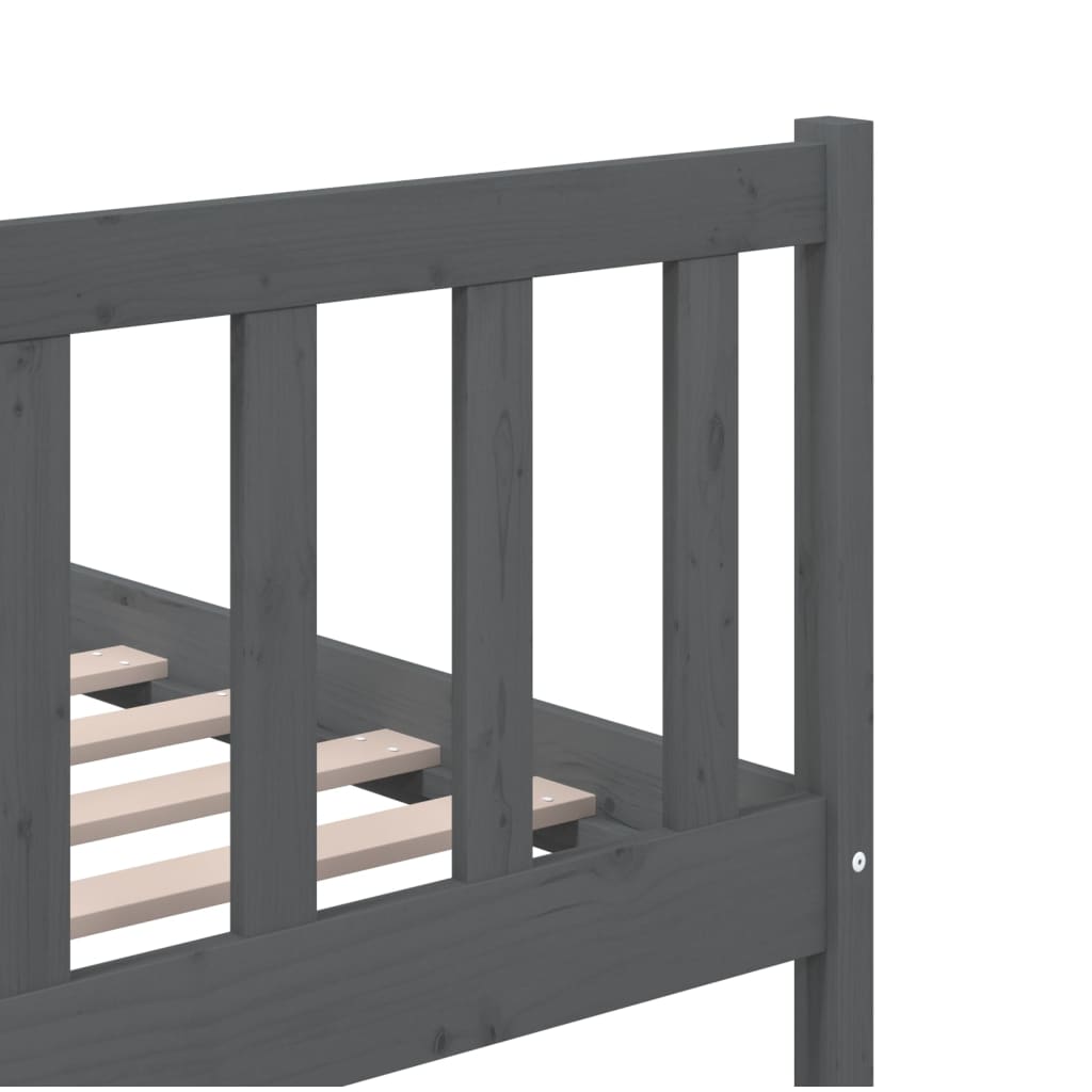 vidaXL Bed Frame without Mattress Grey King Size Solid Wood