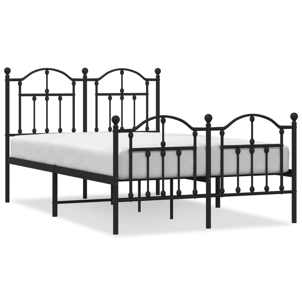 vidaXL Metal Bed Frame without Mattress with Footboard Black 120x200 cm