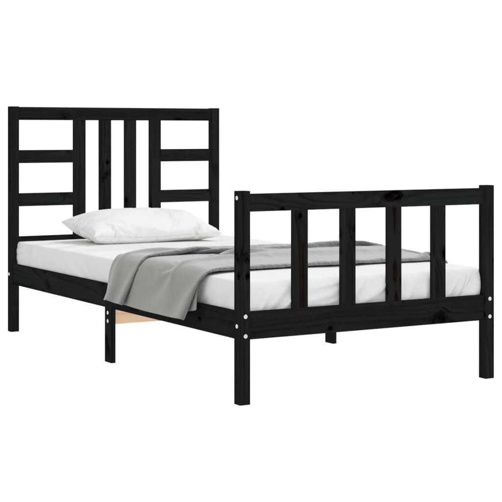 vidaXL Bed Frame without Mattress Black 90x200 cm Solid Wood Pine