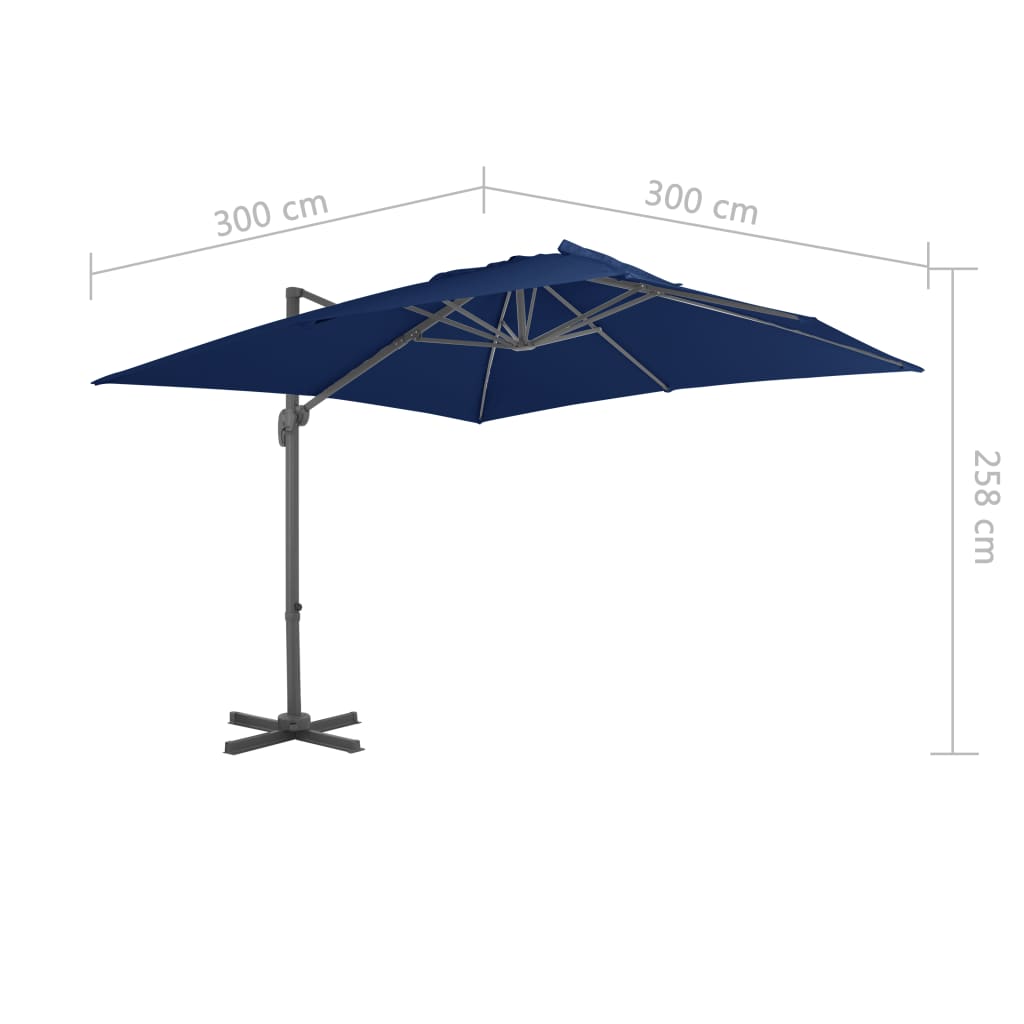 vidaXL Cantilever Garden Parasol with Aluminium Pole 3x3 m Azure Blue