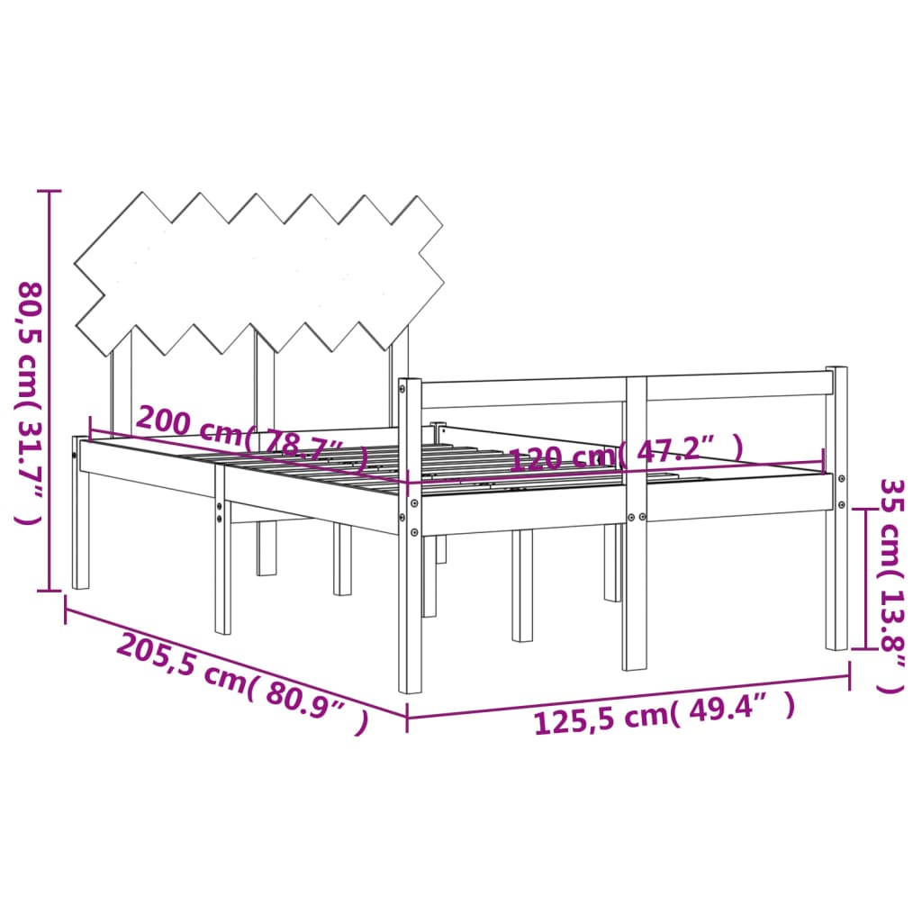 vidaXL Senior Bed without Mattress White 120x200 cm Solid Wood