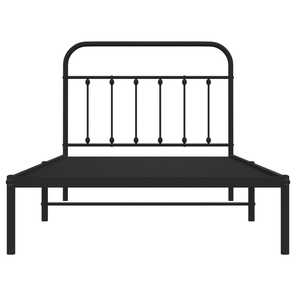 vidaXL Metal Bed Frame without Mattress with Headboard Black 100x200 cm