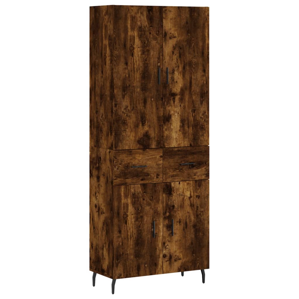 vidaXL Highboard Smoked Oak 69.5x34x180 cm Engineered Wood