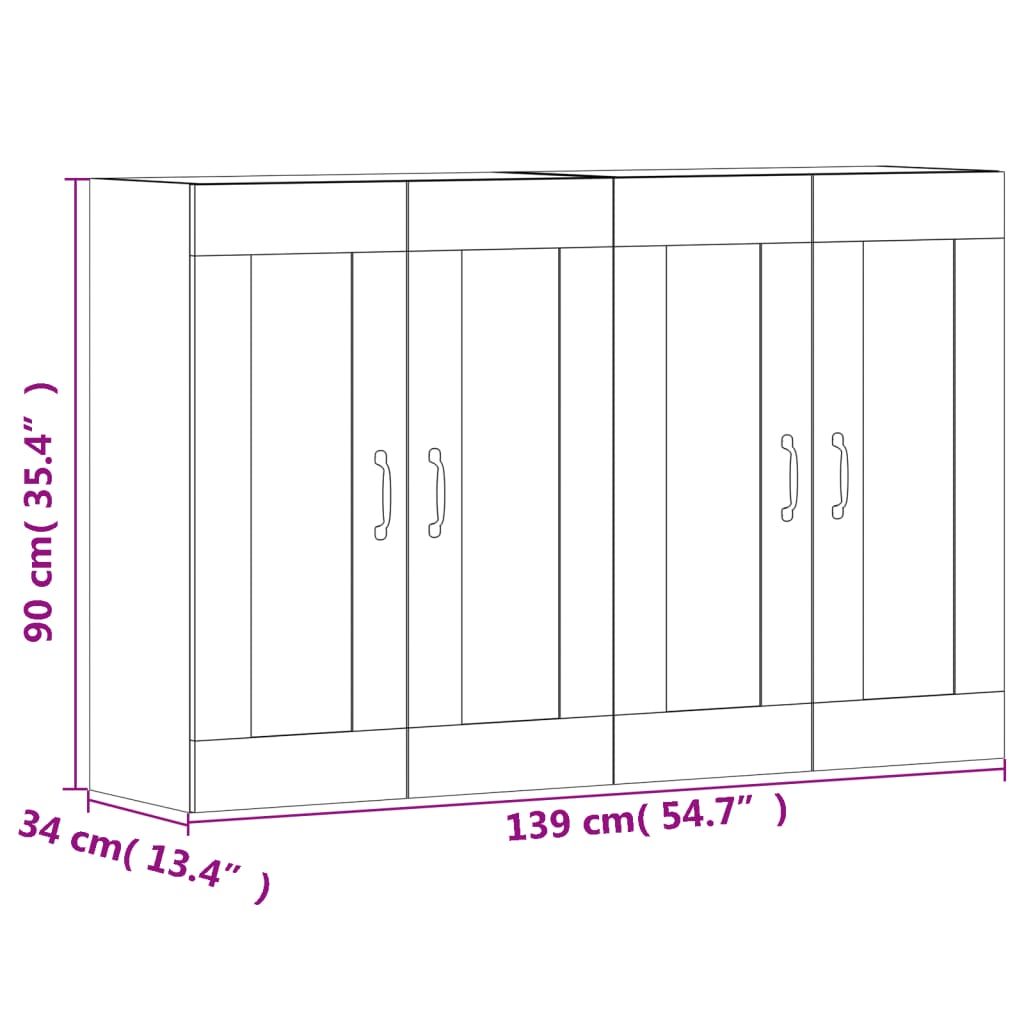 vidaXL Wall Mounted Cabinets 2 pcs Concrete Grey Engineered Wood