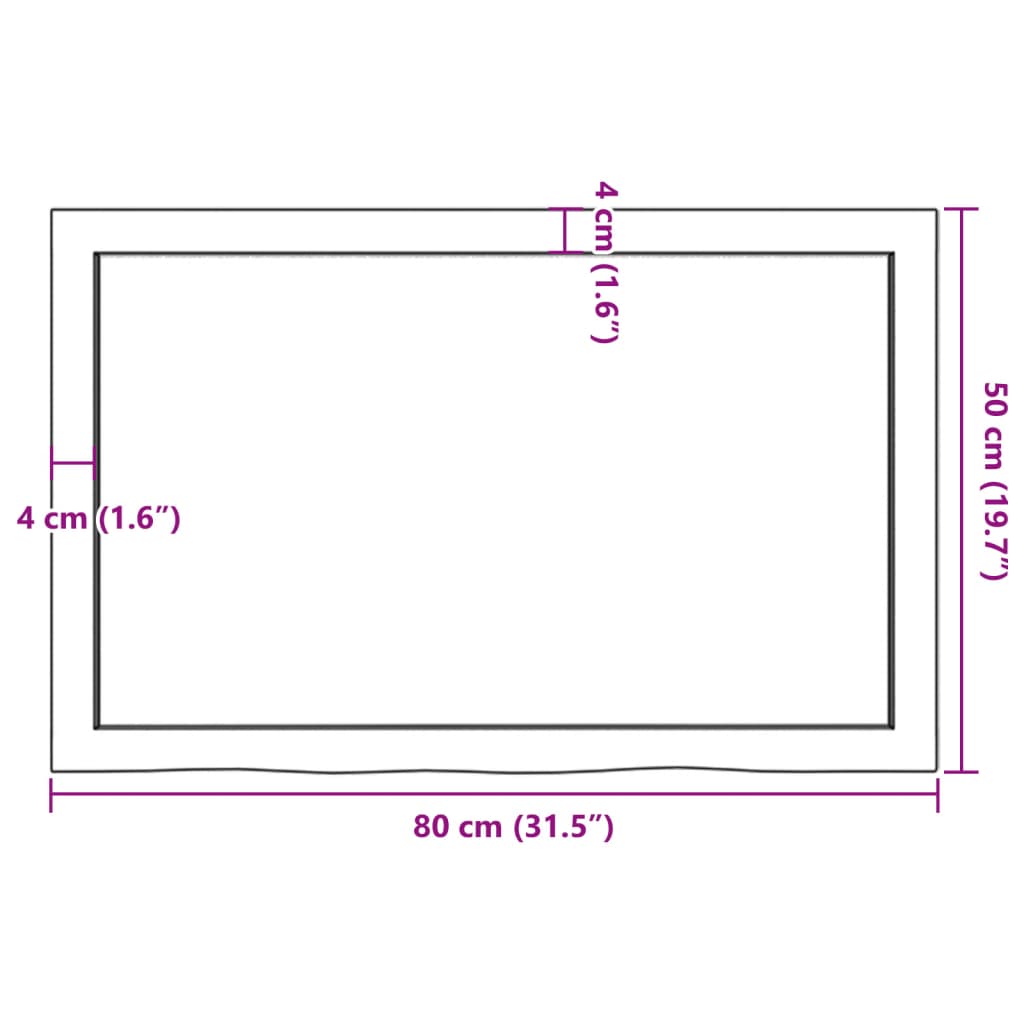 vidaXL Bathroom Countertop 80x50x(2-4) cm Untreated Solid Wood