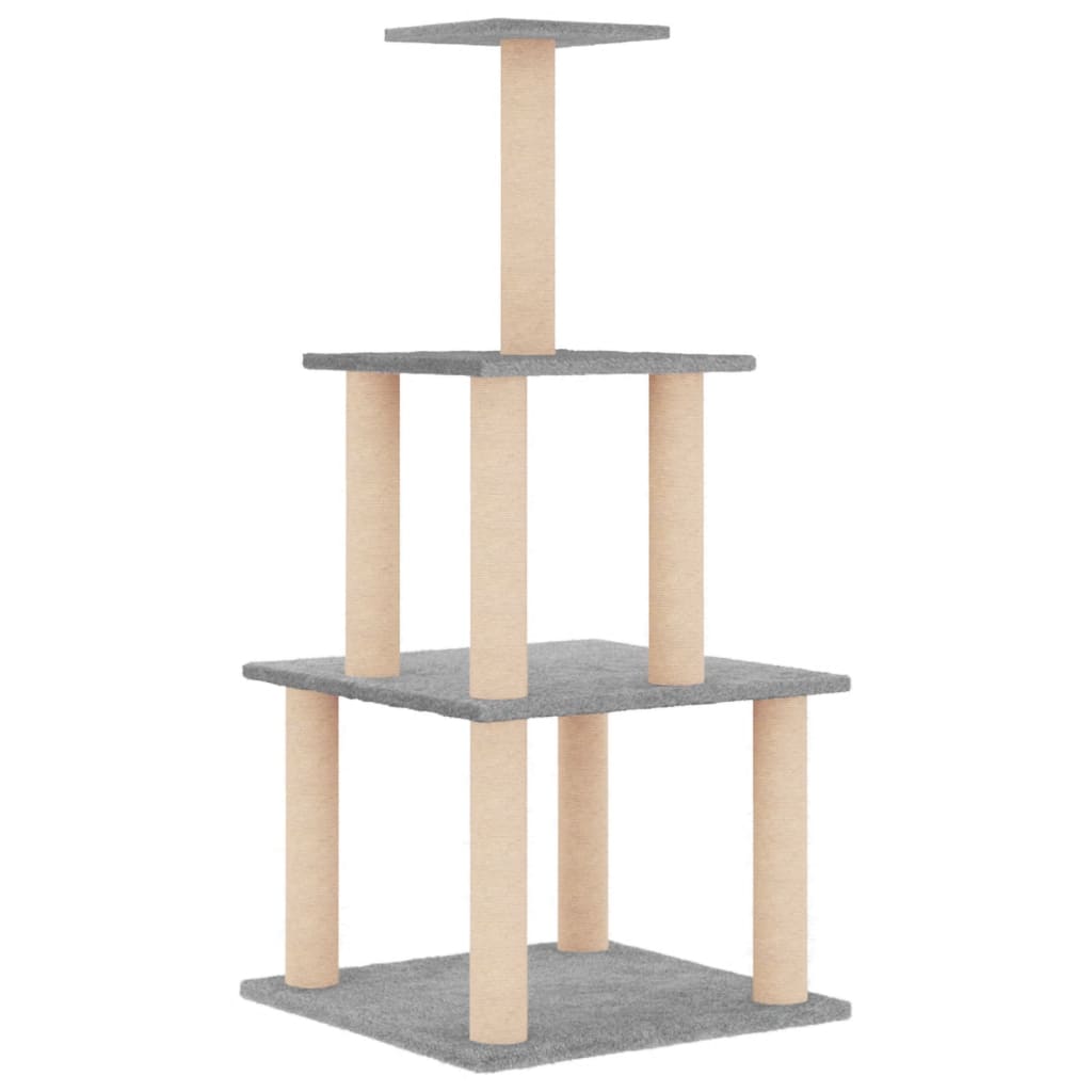 vidaXL Cat Tree with Sisal Scratching Posts Light Grey 111 cm