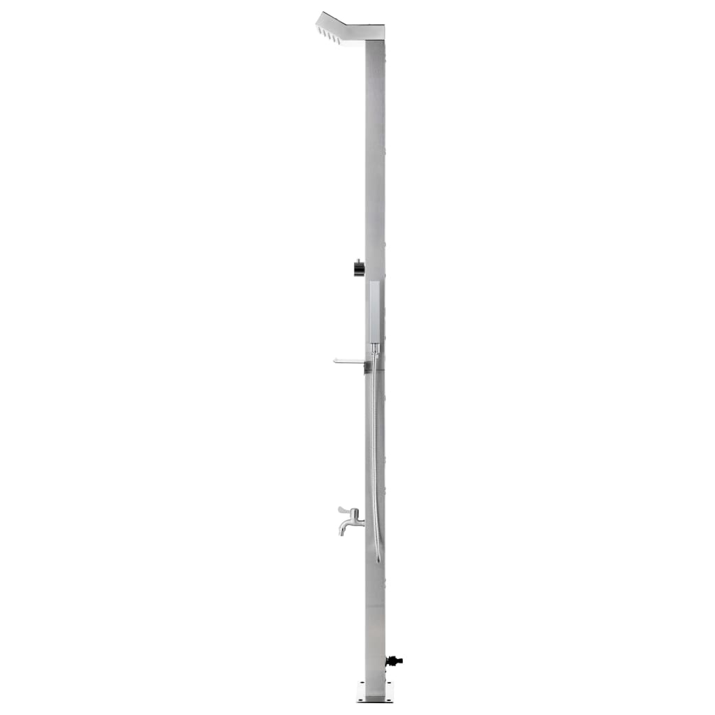 vidaXL Garden Shower with Brown Base 225 cm Stainless Steel