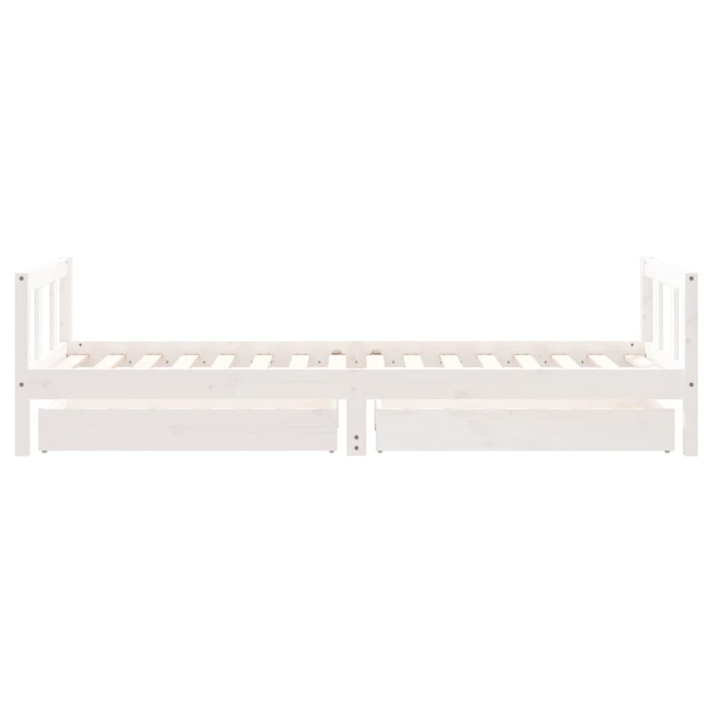 vidaXL Kids Bed Frame with Drawers White 90x200 cm Solid Wood Pine