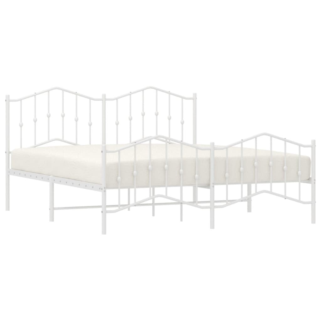 vidaXL Metal Bed Frame without Mattress with Footboard White 183x213 cm