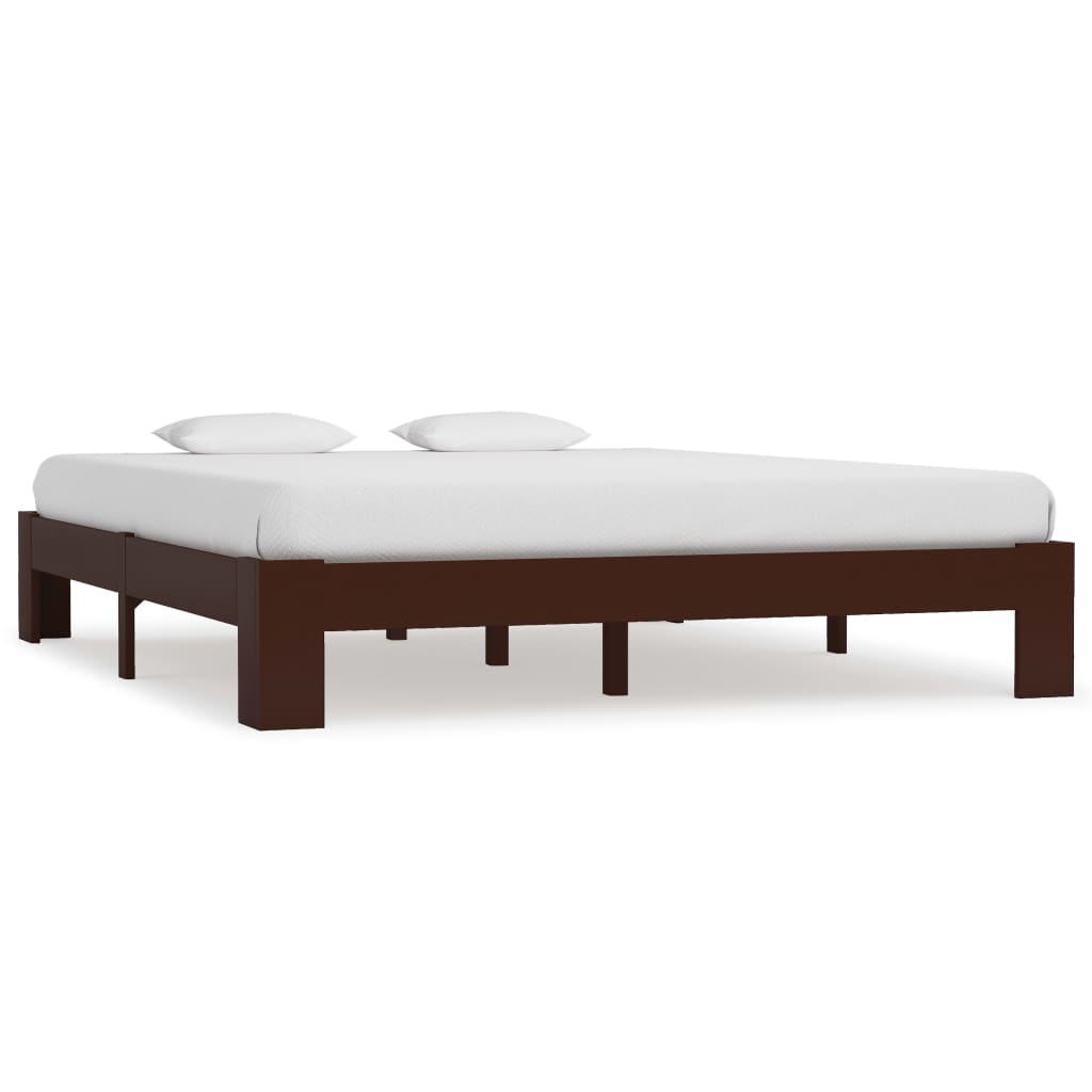 vidaXL Bed Frame without Mattress Dark Brown Solid Pine Wood 160x200 cm