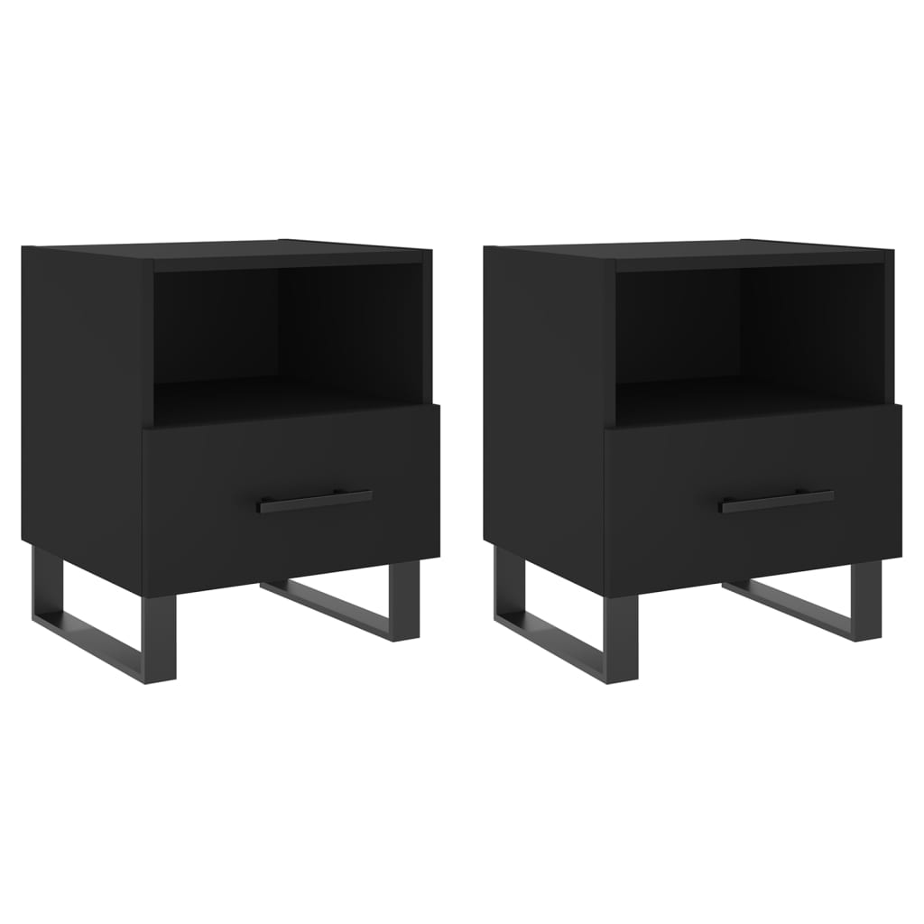 vidaXL Bedside Cabinets 2 pcs Black 40x35x47.5 cm Engineered Wood