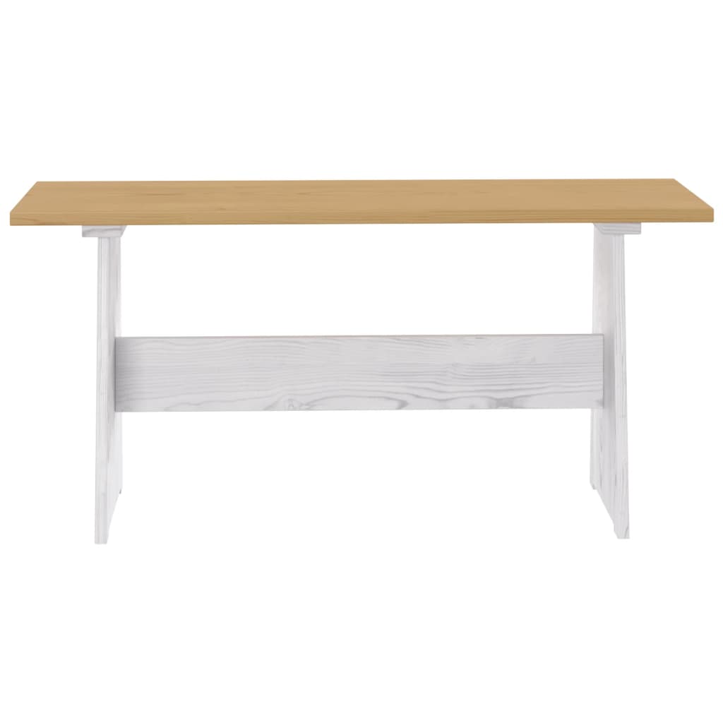 vidaXL Dining Table with Bench REINE Honey Brown&White Solid Wood Pine