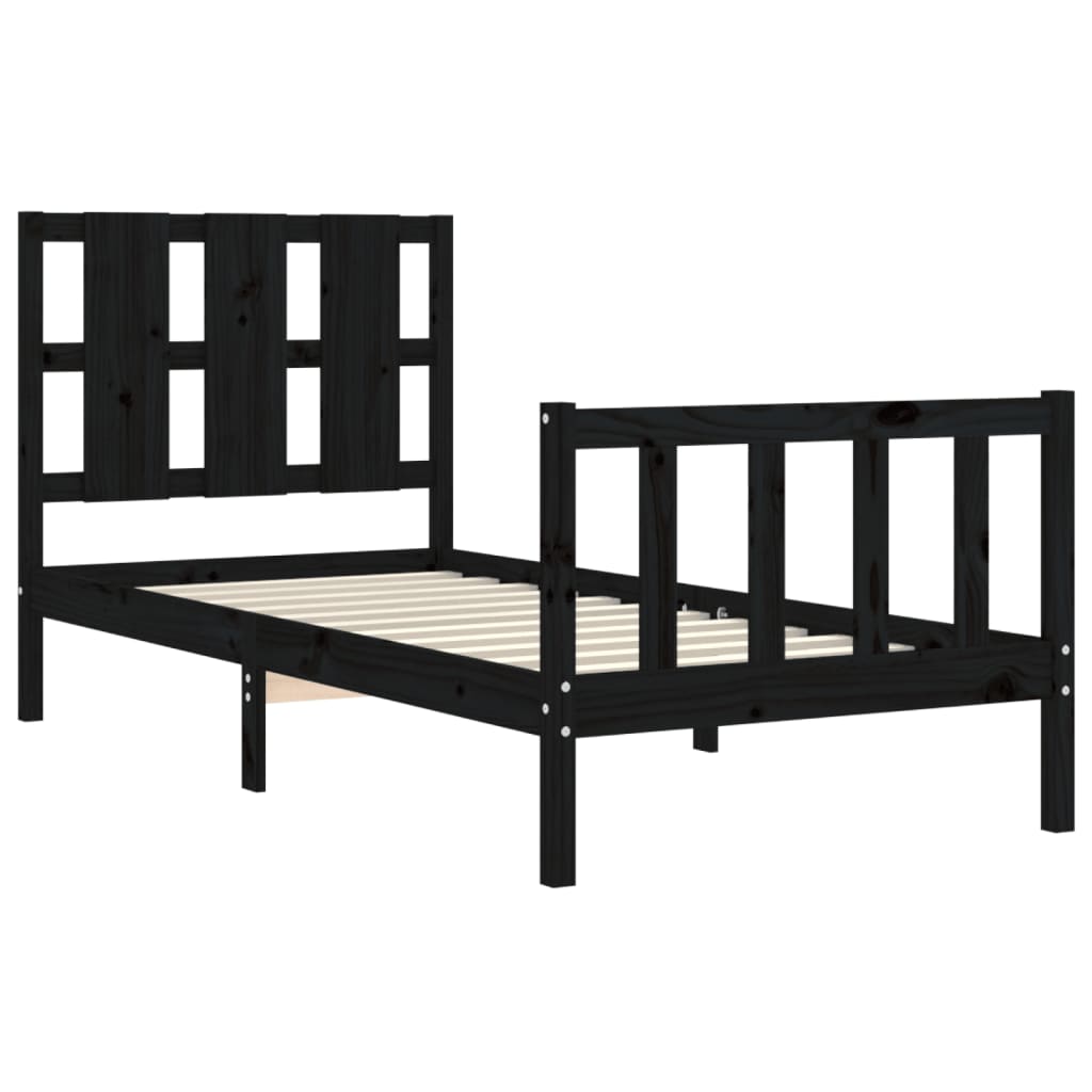 vidaXL Bed Frame without Mattress Black 100x200 cm Solid Wood Pine