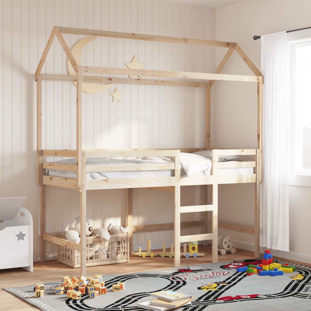 vidaXL Loft Bed with Ladder and Roof without Mattress 80x200 cm